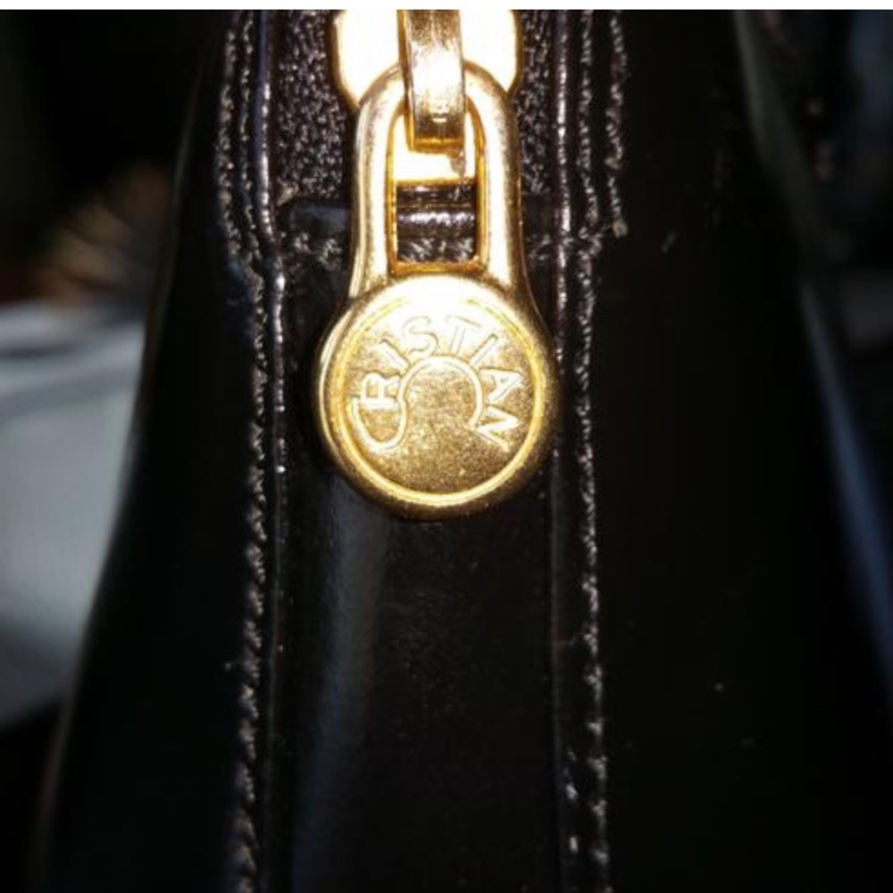 Vintage Cristian Black Italian Leather Satchel - Picture 4 of 5